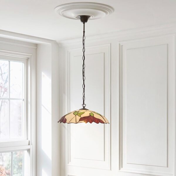 Barrigada Tiffany Glass Pendant Ceiling Light In Satin Black