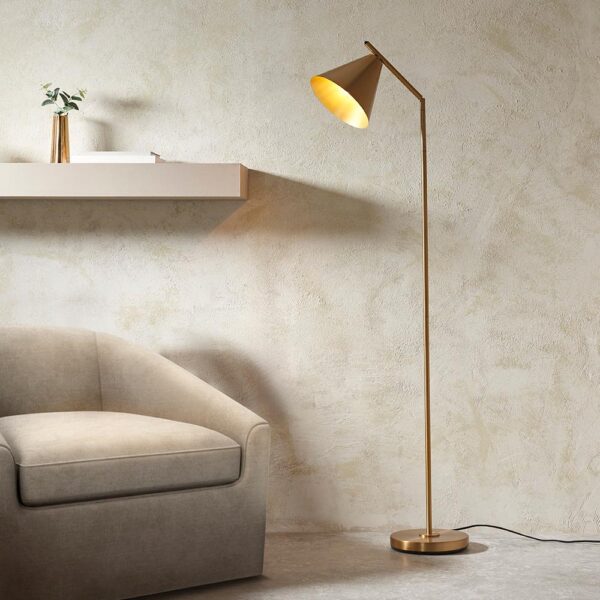 Carlisle Metal Floor Lamp In Brushed Antique Brass