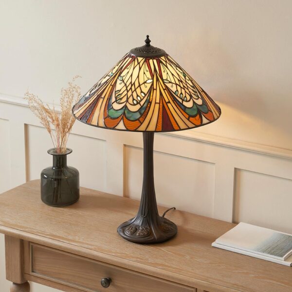 Hector Tiffany Glass Table Lamp In Satin Black