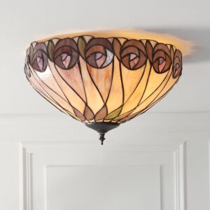 Hinton Tiffany Glass Ceiling Light In Multicolour