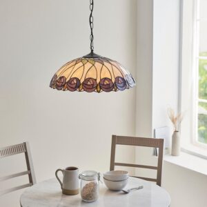 Hinton Tiffany Glass Pendant Ceiling Light In Multicolour