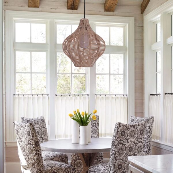 Lightsin Minimalist Handmade Wooden Rattan Pendant Light