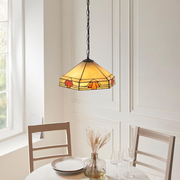 Redmond Tiffany Glass Pendant Ceiling Light In Multicolour