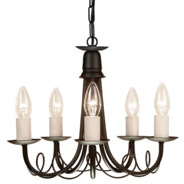 Elstead MN5 BLACK Minster 5 Light Ceiling Chandelier In Black - Fitting Only