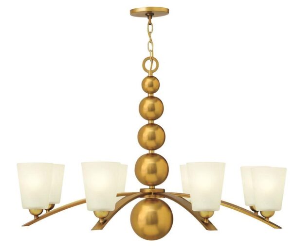 HK/ZELDA8 VS Vintage Brass Zelda 8 Light Chandelier with Glass Shades