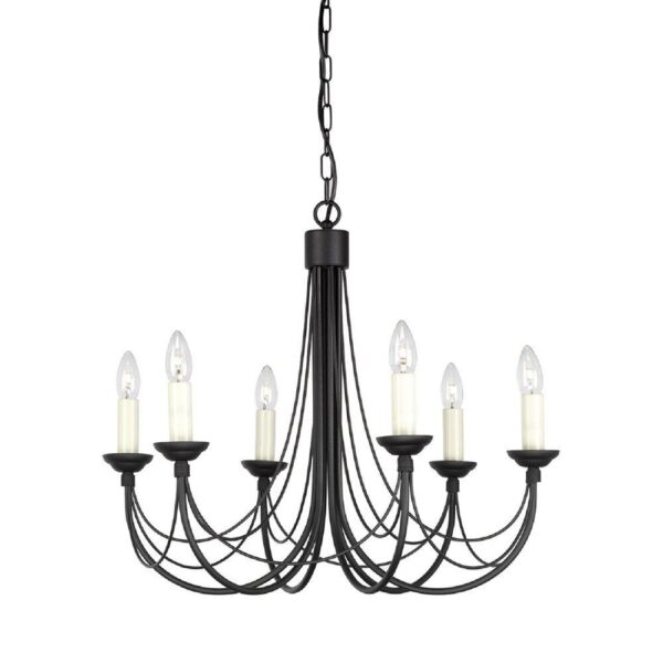 Elstead CB6 BLACK Carisbrooke 6 Light Multi-Arm Chandelier In Black - Fitting Only