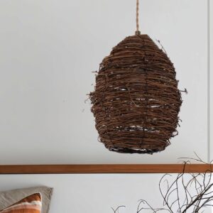 Lightsin Handcrafted Rustic Woven Rattan and Iron Pendant Light