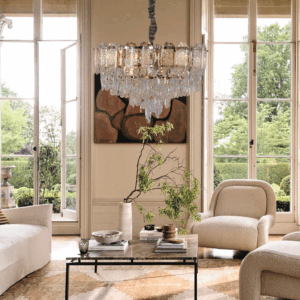 Lightsin Elegant Crystal-Accented Champagne Gold Crystal Chandelier Pendant Light