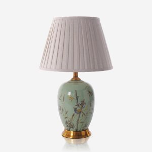 Lightsin Green Bamboo & Bird Ceramic Table Lamp with Seamless Dimming