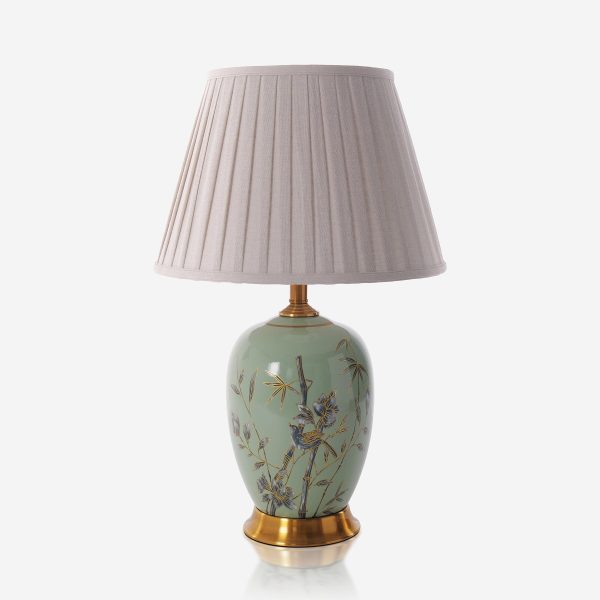 Lightsin Green Bamboo & Bird Ceramic Table Lamp with Seamless Dimming