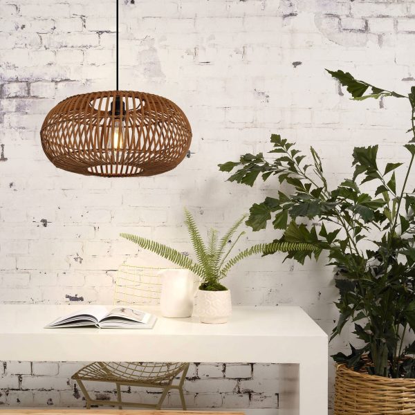 Lightsin Natural Bamboo Woven Round Pendant Light for Warm Interiors