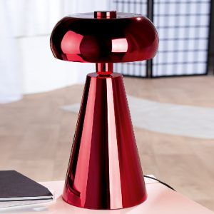 Carnation Iron Mushroom Table lamp In Shiny Red