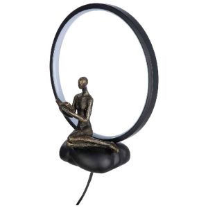 Carnation Synthetic Resin Reading Book Table Lamp In Black And Bronze