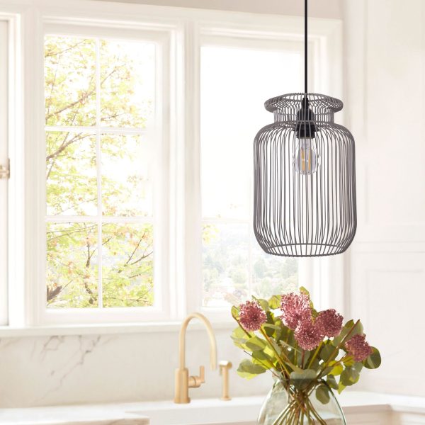 Lightsin Sleek Modern Grey Iron Pendant Light for Home Decor