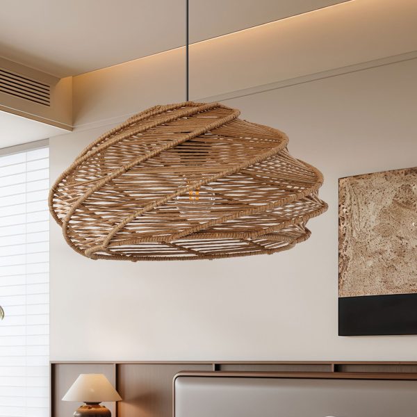 Lightsin Spiral Rattan Pendant Light for Bedroom Dining Bar