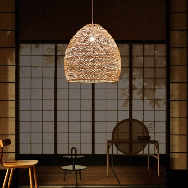 Lightsin Natural Rattan Pendant Light | Handwoven Ceiling Lamp for Kitchen & Dining Room