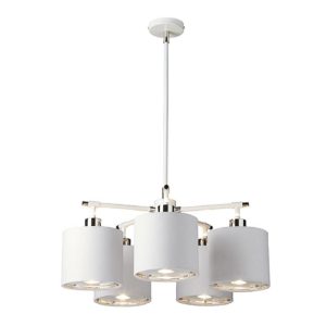 BALANCE5 WPN Balance 5 Light Chandelier In White and Polished Nickel