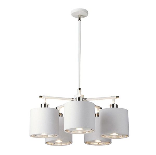 BALANCE5 WPN Balance 5 Light Chandelier In White and Polished Nickel