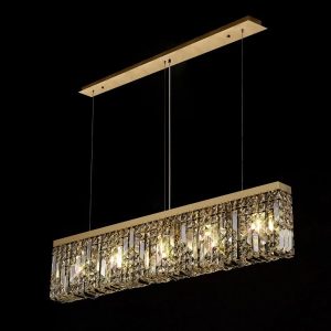 Baden 102 x 9cm Linear Pendant Chandelier In Gold Finish With Crystal Glass