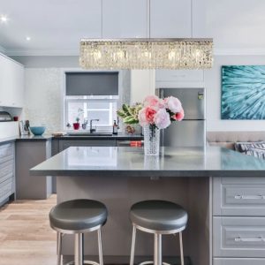 Baden 102 x 9cm Linear Pendant Chandelier In Polished Chrome Finish With Crystal Glass