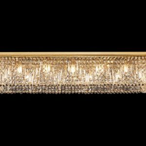 Baden 125 x 42 cm Rectangular Flush Chandelier In Gold Finish With Crystal Glass
