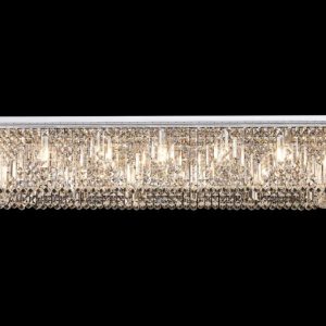 Baden 125 x 42 cm Rectangular Flush Chandelier In Polished Chrome Finish With Crystal Glass