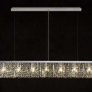Baden 138 x 9cm Linear Pendant Chandelier In Polished Chrome Finish With Crystal Glass