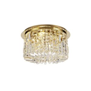 Baden 45 cm Round Flush Chandelier In Gold Finish With Crystal Glass
