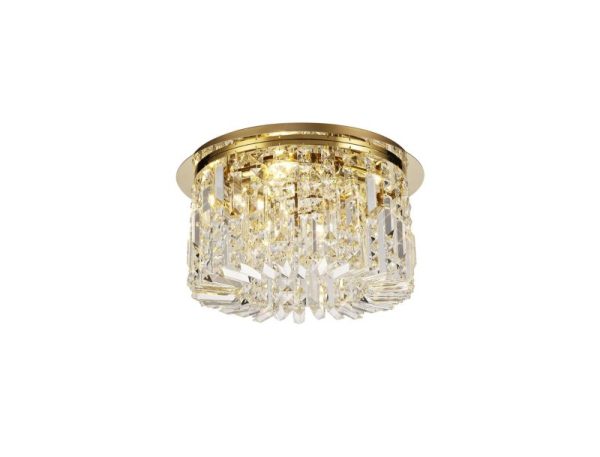 Baden 45 cm Round Flush Chandelier In Gold Finish With Crystal Glass