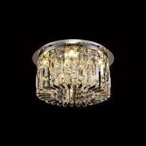Baden 45 cm Round Flush Chandelier In Polished Chrome Finish With Crystal Glass