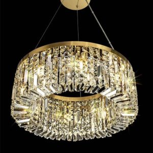 Baden 60 cm Round Pendant Chandelier In Gold Finish With Crystal Glass