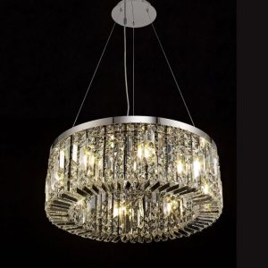 Baden 60 cm Round Pendant Chandelier In Polished Chrome Finish With Crystal Glass