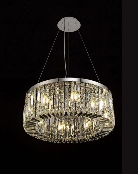 Baden 60 cm Round Pendant Chandelier In Polished Chrome Finish With Crystal Glass