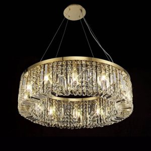 Baden 80 cm Round Pendant Chandelier In Gold Finish With Crystal Glass