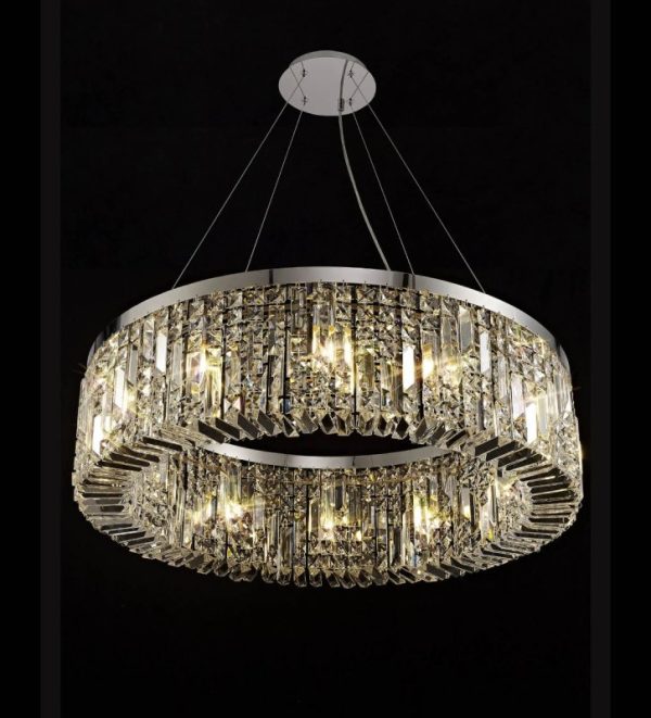 Baden 80 cm Round Pendant Chandelier In Polished Chrome Finish With Crystal Glass