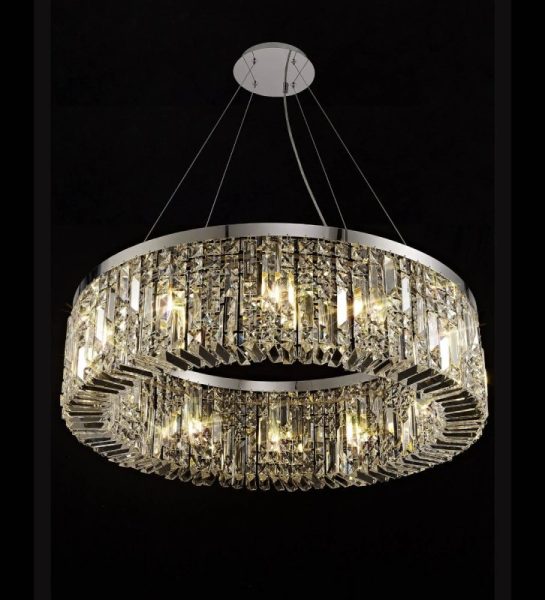 Baden 80 cm Round Pendant Chandelier In Polished Chrome Finish With Crystal Glass