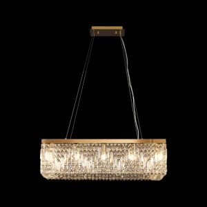 Baden 80 x 37 cm Rectangular Pendant Chandelier In Gold Finish With Crystal Glass