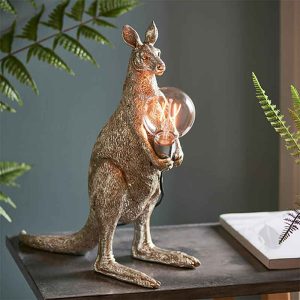 Cesme Kangaroo Shape Table Lamp In Vintage Silver
