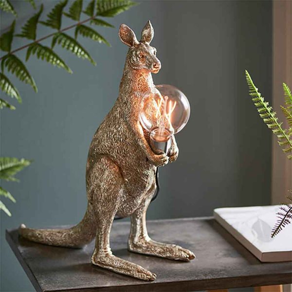 Cesme Kangaroo Shape Table Lamp In Vintage Silver