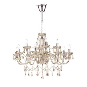 Dar RAP1206 Raphael 12 Light Chrome and Glass Chandelier