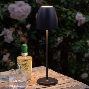 Dar Wisebuys Munich Outdoor Rechargeable LED Table Lamp In Black Finish IP54