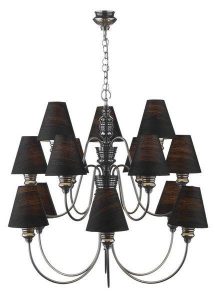 David Hunt Lighting DOR1599/22 Doreen 15 Light Chandelier With Black Silk Shades