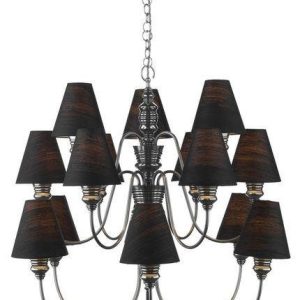David Hunt Lighting DOR1599/22 Doreen 15 Light Chandelier With Black Silk Shades