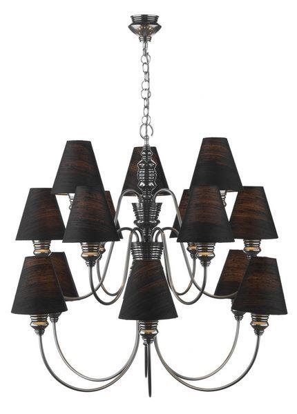 David Hunt Lighting DOR1599/22 Doreen 15 Light Chandelier With Black Silk Shades