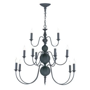 David Hunt Lighting FLE1523 FLEMISH 15 Light Ceiling Pendant Light In Smoke Blue Finish