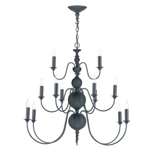 David Hunt Lighting FLE1523 FLEMISH 15 Light Ceiling Pendant Light In Smoke Blue Finish