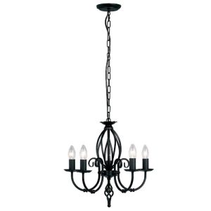 Elstead ART5 BLACK Artisan 5 Light Chandelier In Black - Fitting Only