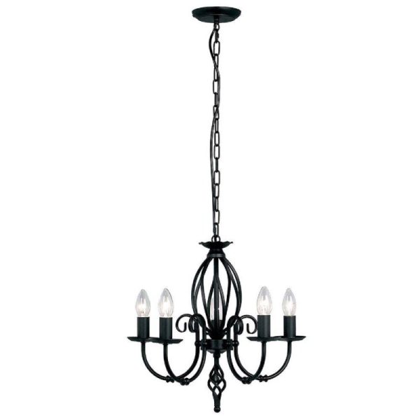 Elstead ART5 BLACK Artisan 5 Light Chandelier In Black - Fitting Only