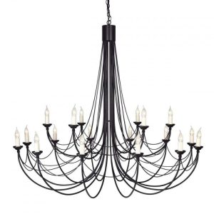 Elstead CB18 BLACK Carisbrooke 18 Light Two Tier Multi-Arm Chandelier In Black – Fitting Only