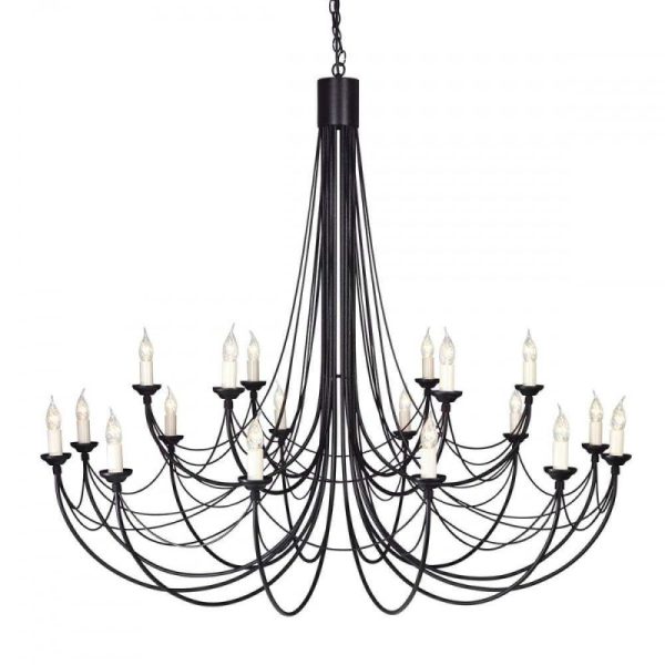 Elstead CB18 BLACK Carisbrooke 18 Light Two Tier Multi-Arm Chandelier In Black - Fitting Only